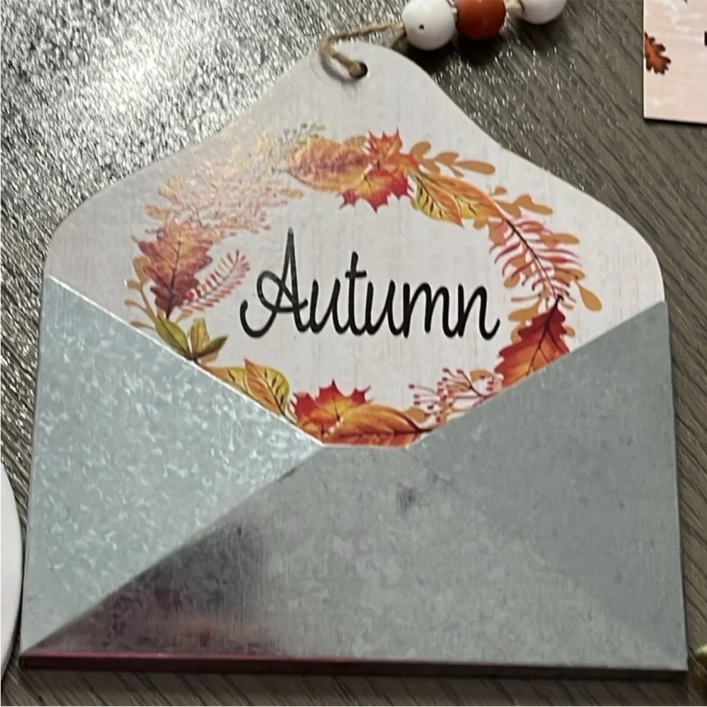Autumn Leaf, Fall Envelope & Pumpkin Hanging/Tier Tray 3pcs Set 🍃🆕🍃
